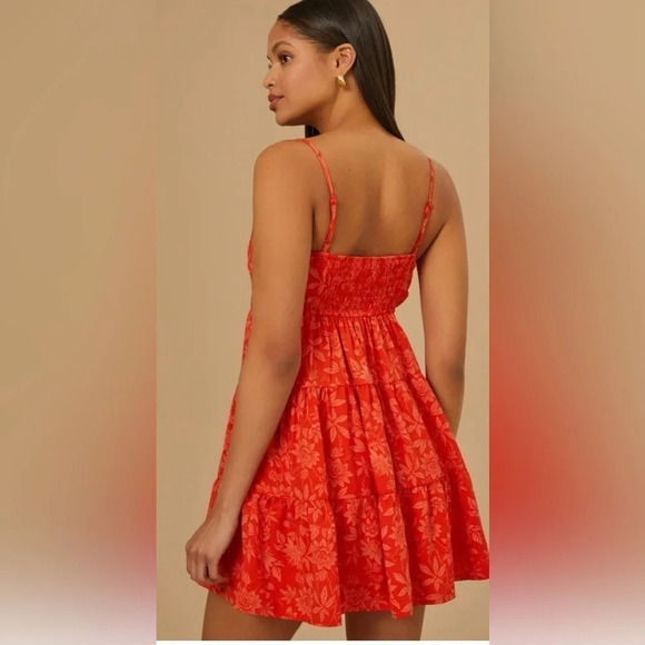 Altar'd State Ruby Red Tiered Mini Dress NWT - Picture 3 of 6